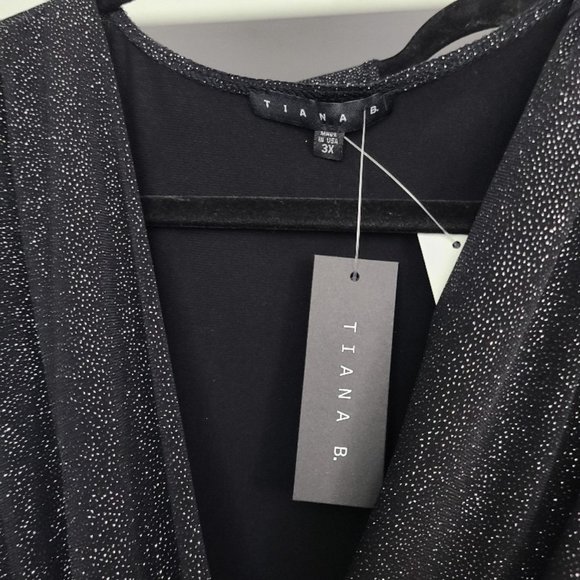 Tiana B Black Silver Metallic Cross Over Jumpsuit - Picture 15 of 16